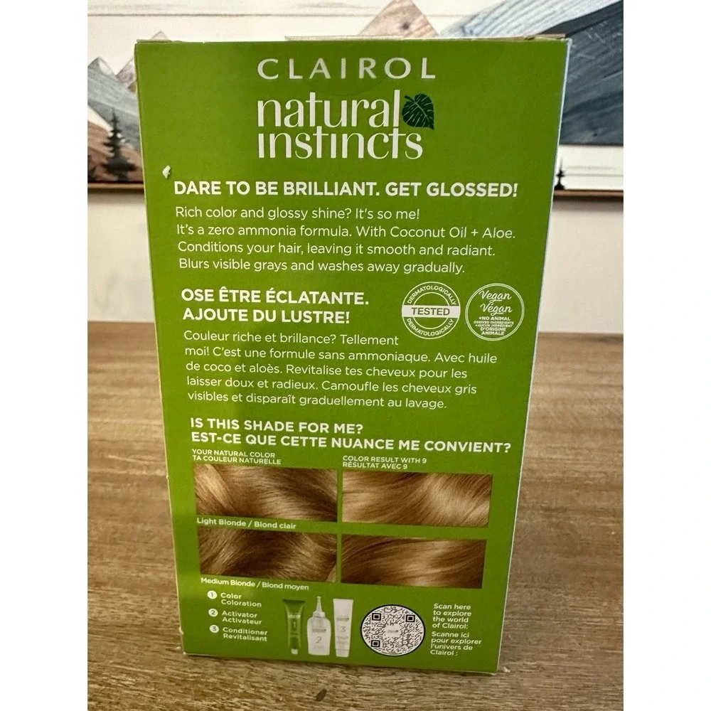 Clairol Natural Instincts Hair Dye 9 Light Blonde‎ Hair Color Ammonia Free New